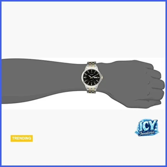 Stainless Steel Quartz Watch, Two-Tone, Day/Date, Water Resistant